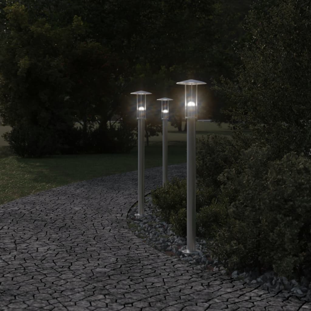 Õue lambipost, hõbedane, 100 cm, roostevaba teras