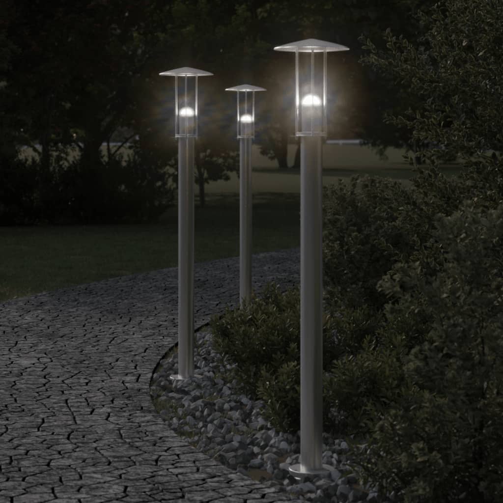 Õue lambipost, hõbedane, 100 cm, roostevaba teras