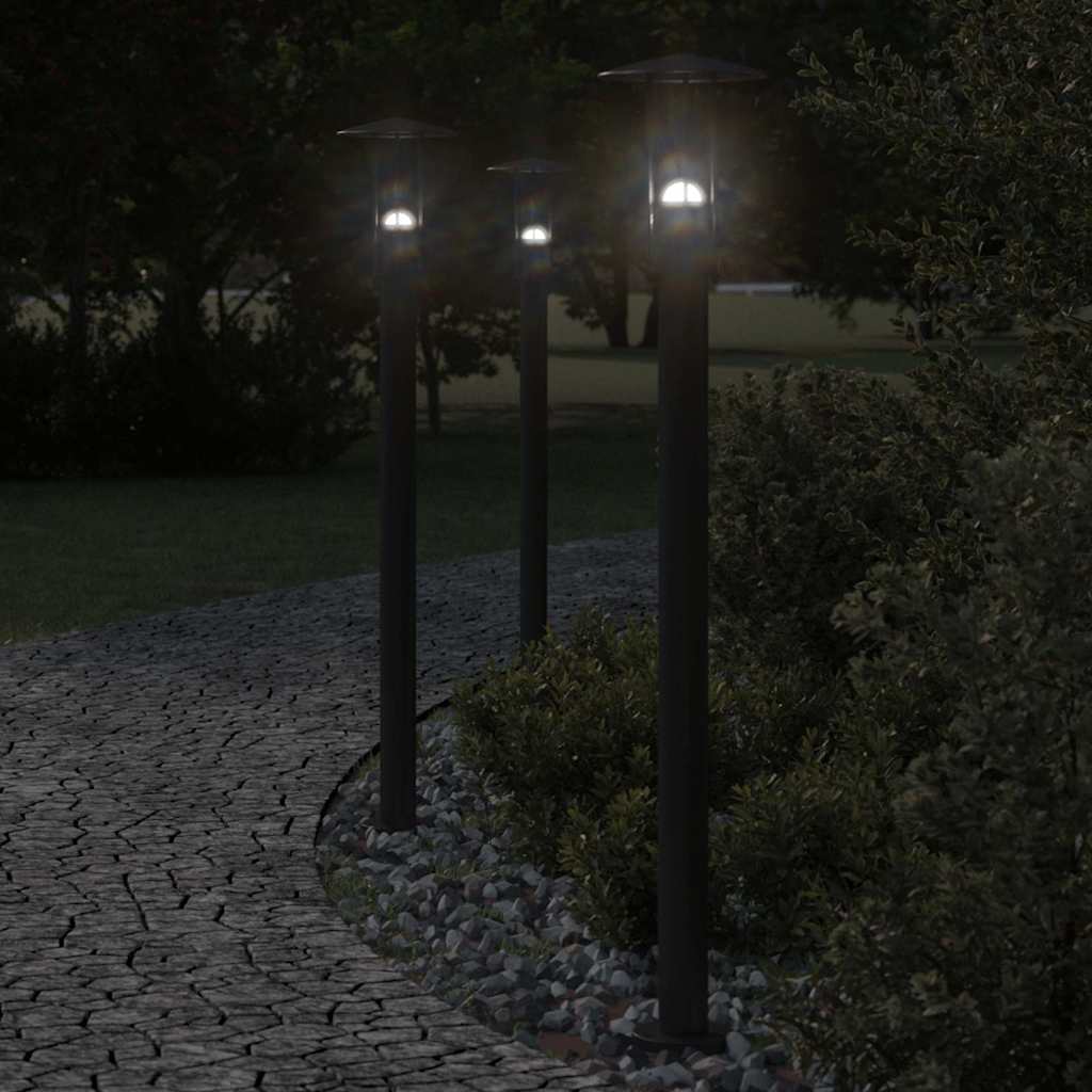 Õue lambipostid 3 tk, must, 100 cm, roostevaba teras