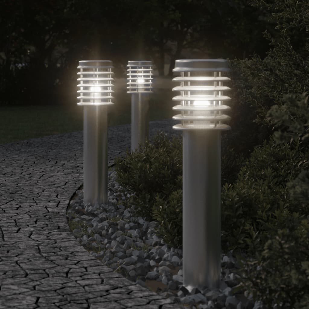 Õue lambipost 3 tk, hõbedane, 60 cm, roostevaba teras