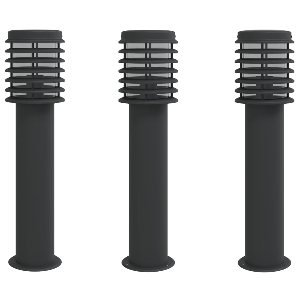 Õue lambipostid 3 tk, must, 60 cm, roostevaba teras