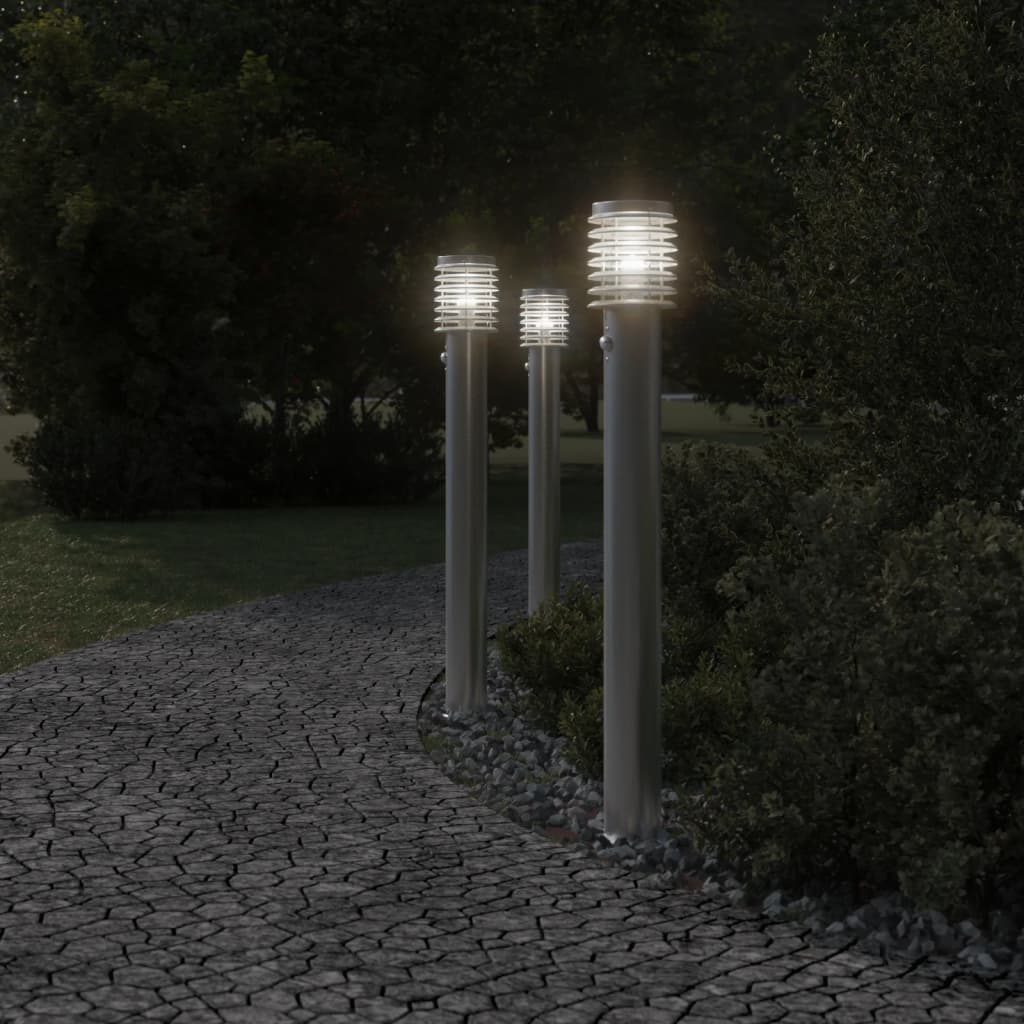 Anduriga õue lambipost, hõbedane, 110 cm, roostevaba teras