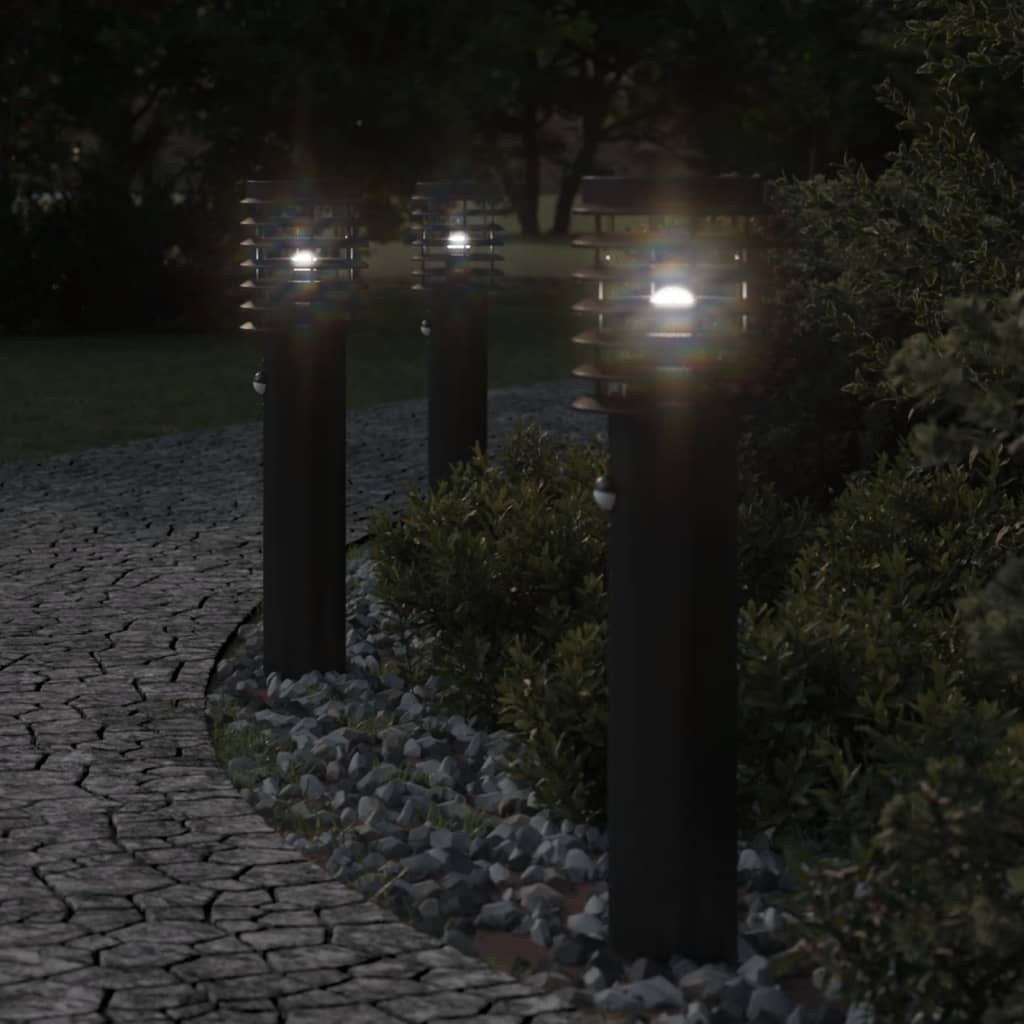 Anduriga õue lambipost, must, 60 cm, roostevaba teras