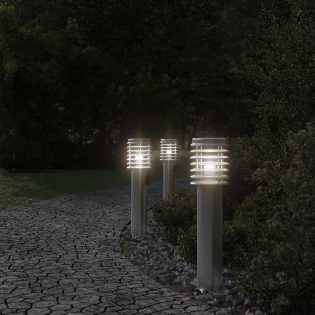 Pistikupesaga õue lambipost, hõbedane, 60 cm, roostevaba teras