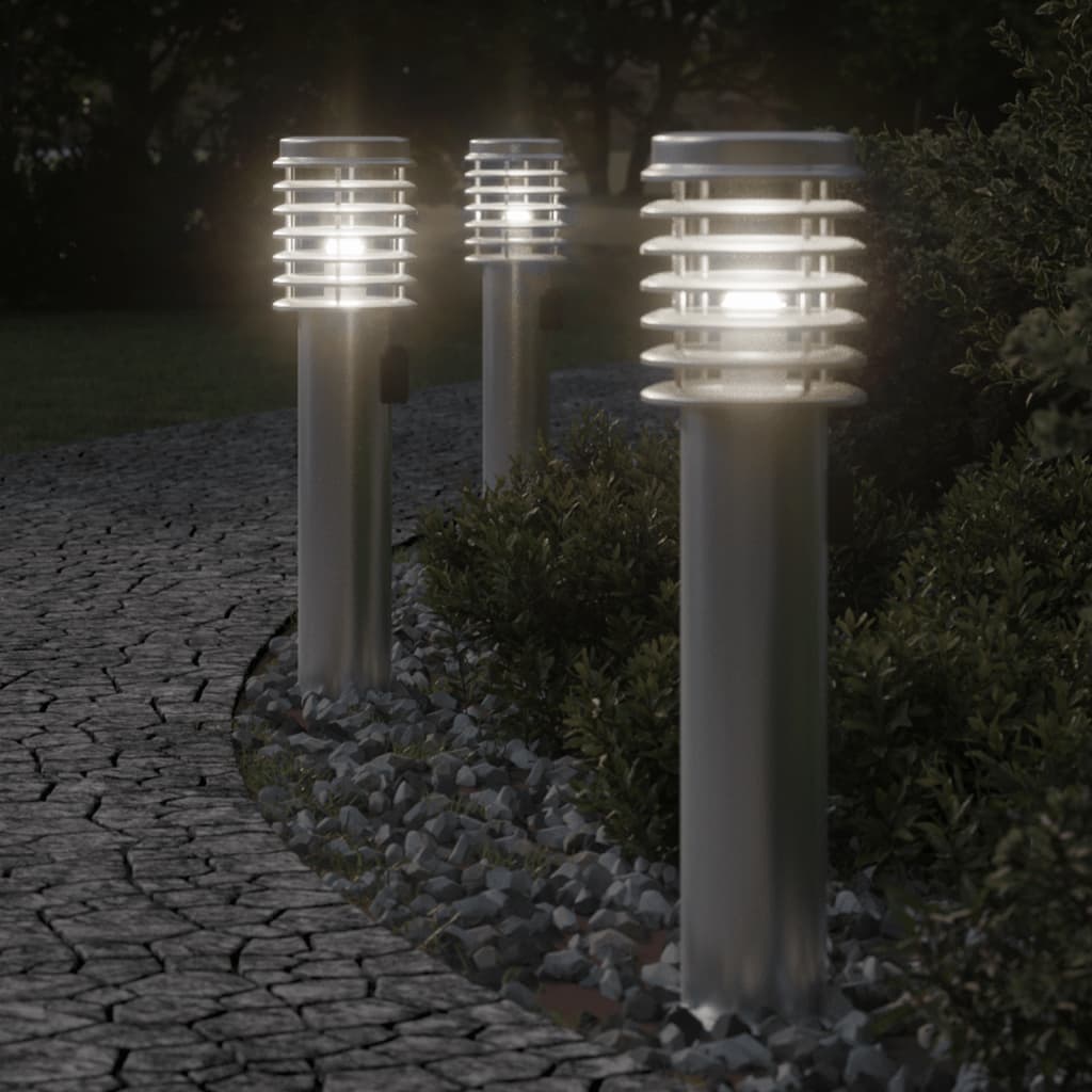 Pistikupesaga õue lambipost, hõbedane, 60 cm, roostevaba teras