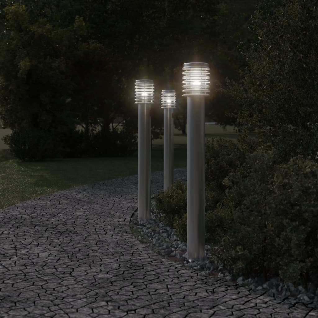 Pistikupesaga õue lambipost, hõbedane, 110 cm, roostevaba teras