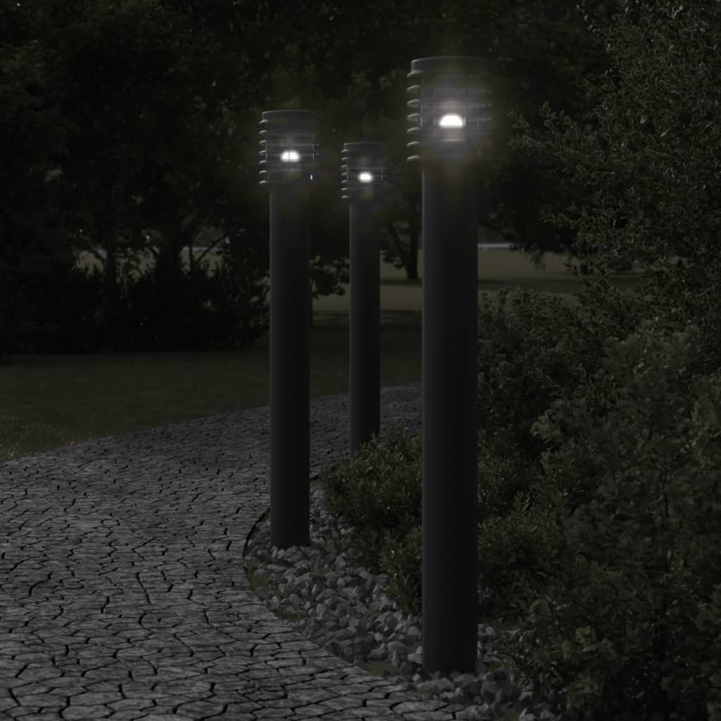 Pistikupesaga õue lambipostid 3 tk, must, 110 cm, teras
