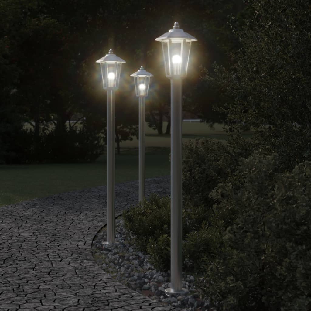 Õue lambipost, hõbedane, 120 cm, roostevaba teras