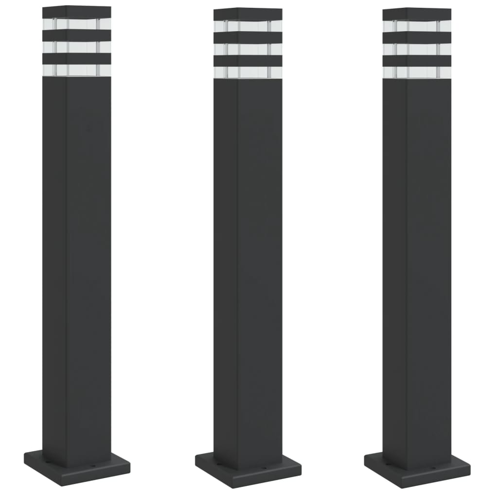 Aia lambipostid 3 tk, must, 80 cm, alumiinium