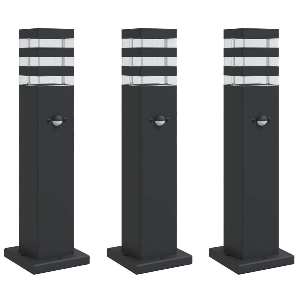 Anduriga aia lambipostid 3 tk, must, 50 cm, alumiinium