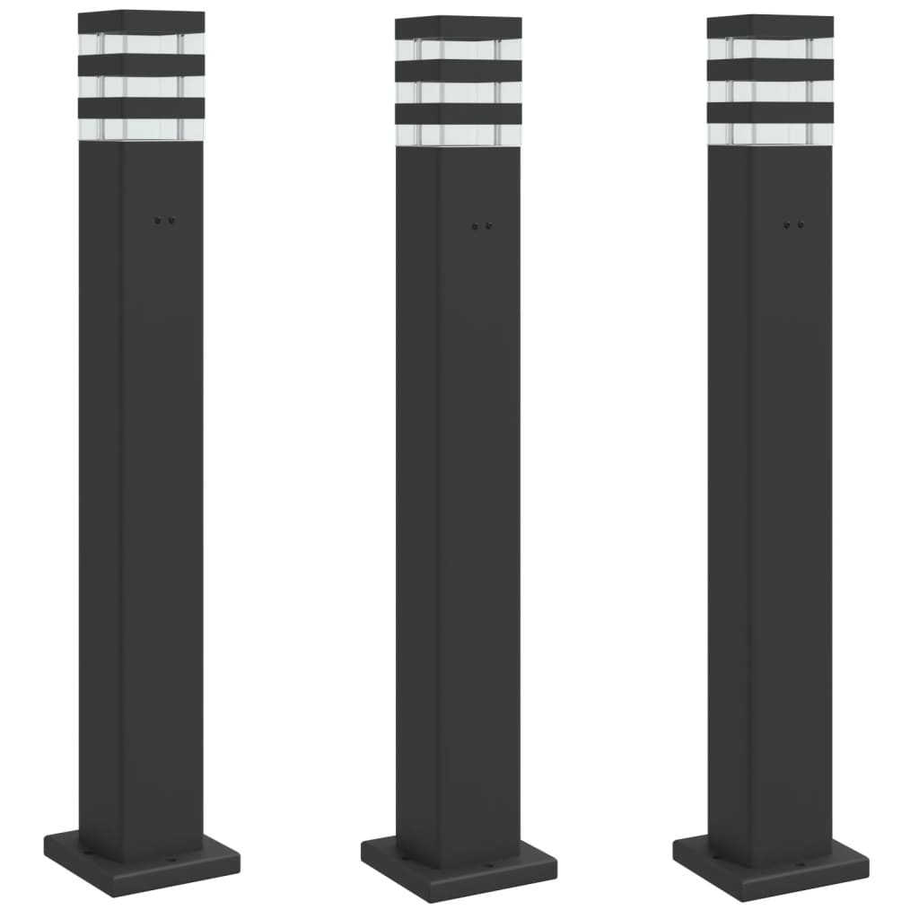 Pistikupesaga aia lambipostid 3 tk, must, 80 cm, alumiinium