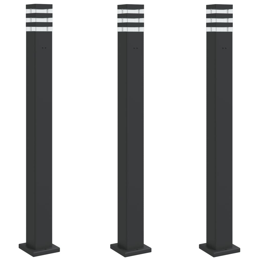 Pistikupesaga aia lambipostid 3 tk, must, 110 cm, alumiinium