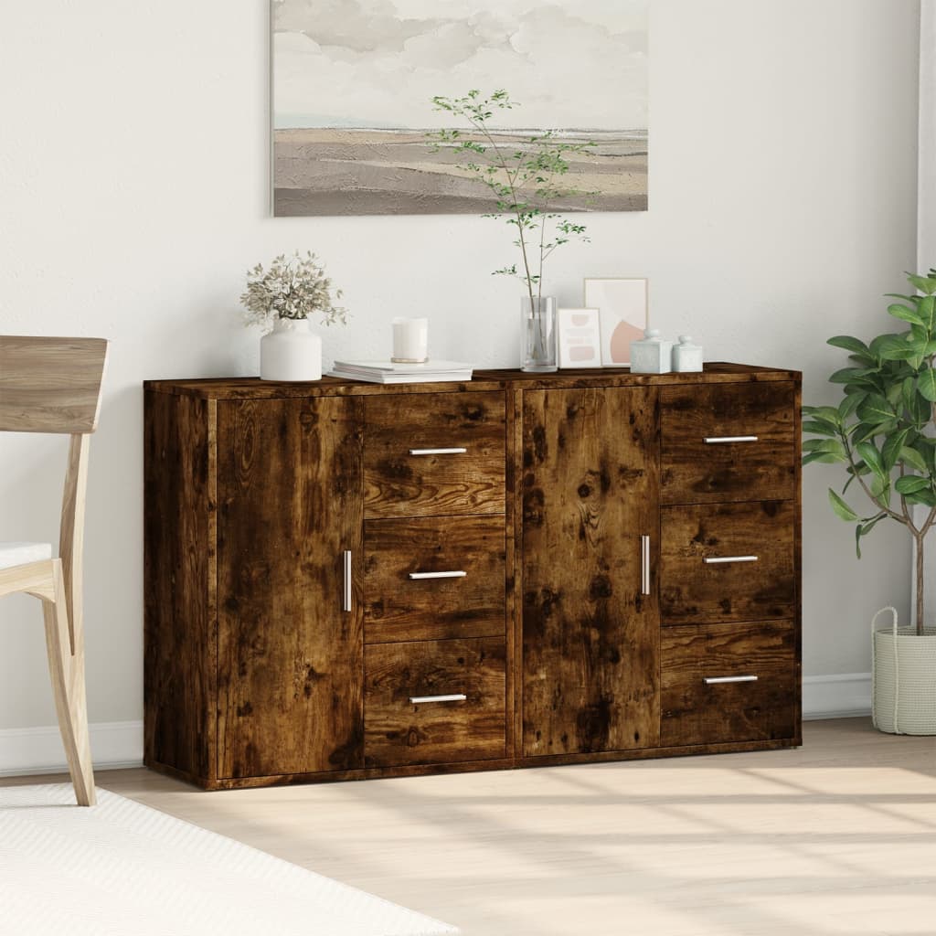 Puhvetkapid 2 tk, suitsutatud tamm, 60 x 31 x 70 cm, tehispuit