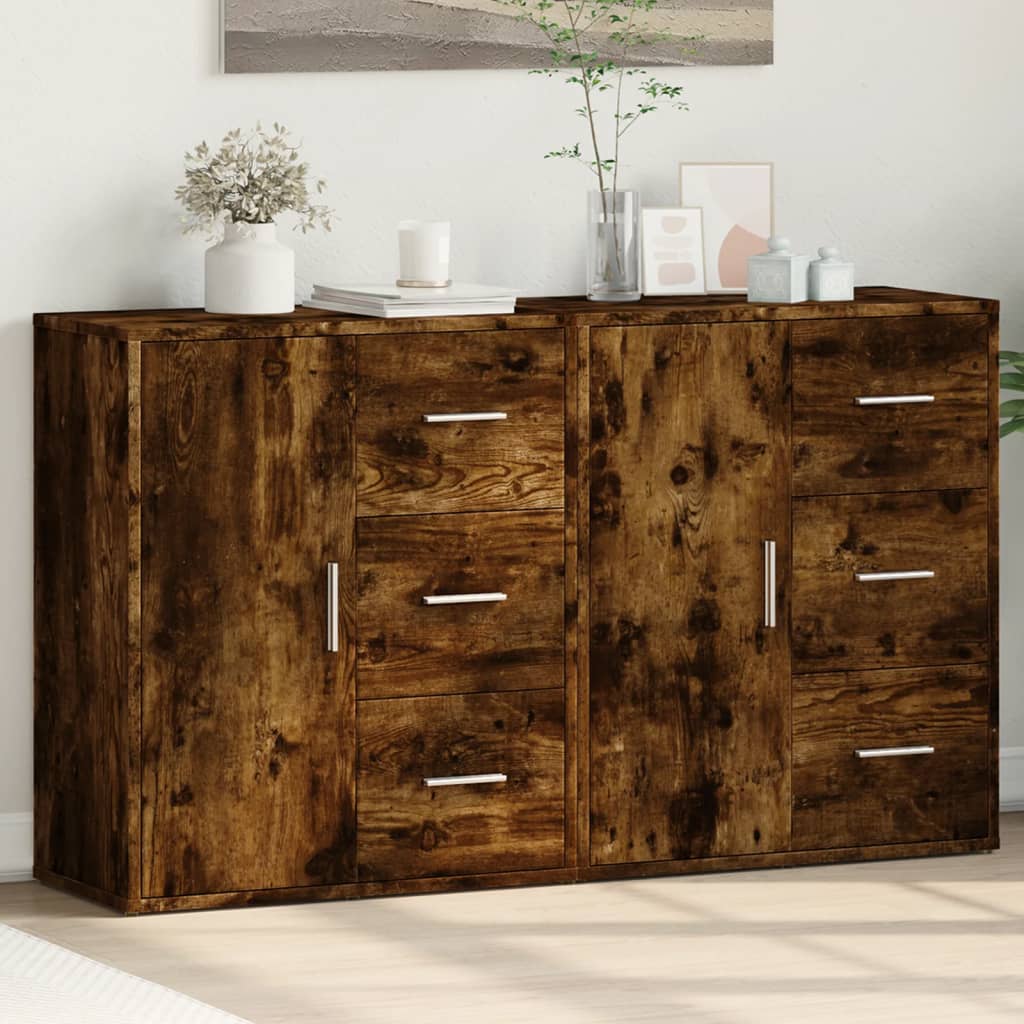 Puhvetkapid 2 tk, suitsutatud tamm, 60 x 31 x 70 cm, tehispuit