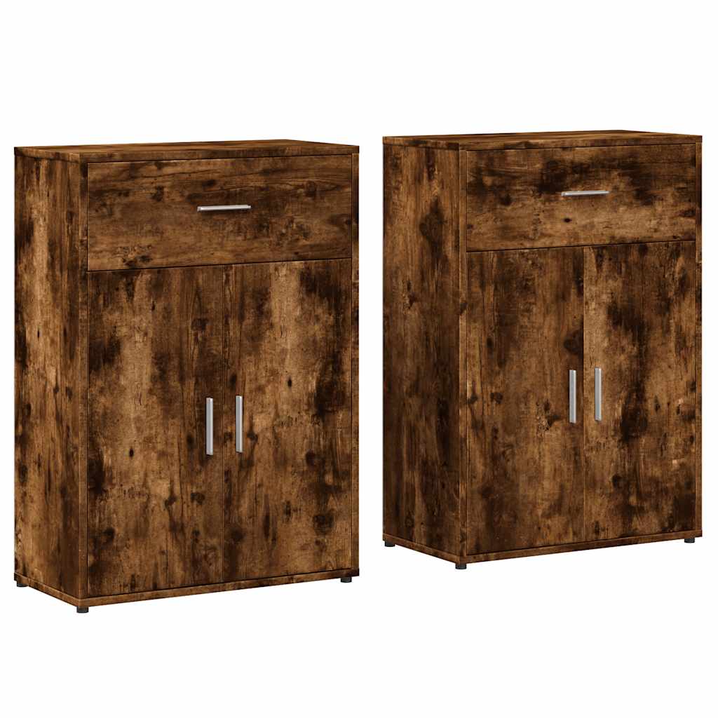 Puhvetkapid 2 tk, suitsutatud tamm, 60x30x84 cm, tehispuit