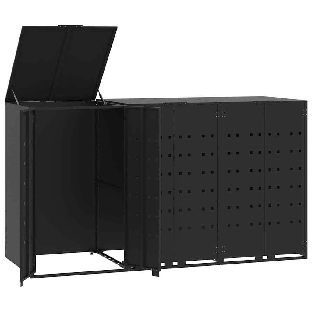 Ratastega prügikasti kuur 3 prügikastile, 207x79x117 cm, teras