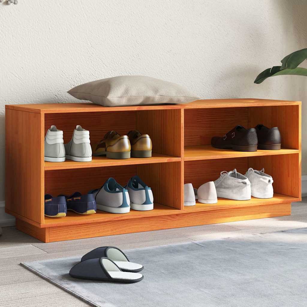 Jalatsikapp, vahapruun, 110 x 34 x 45 cm, männipuit