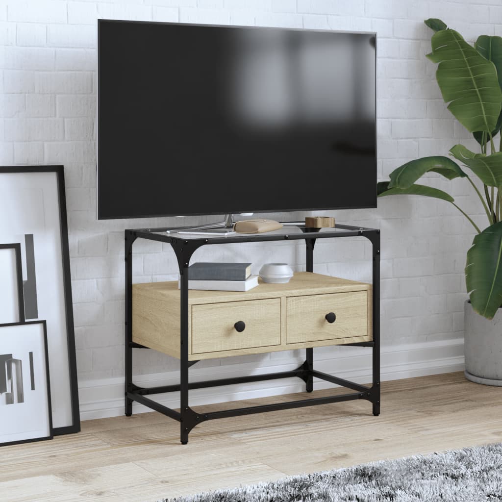 Klaasplaadiga telerikapp, Sonoma tamm, 60x35x51 cm, tehispuit