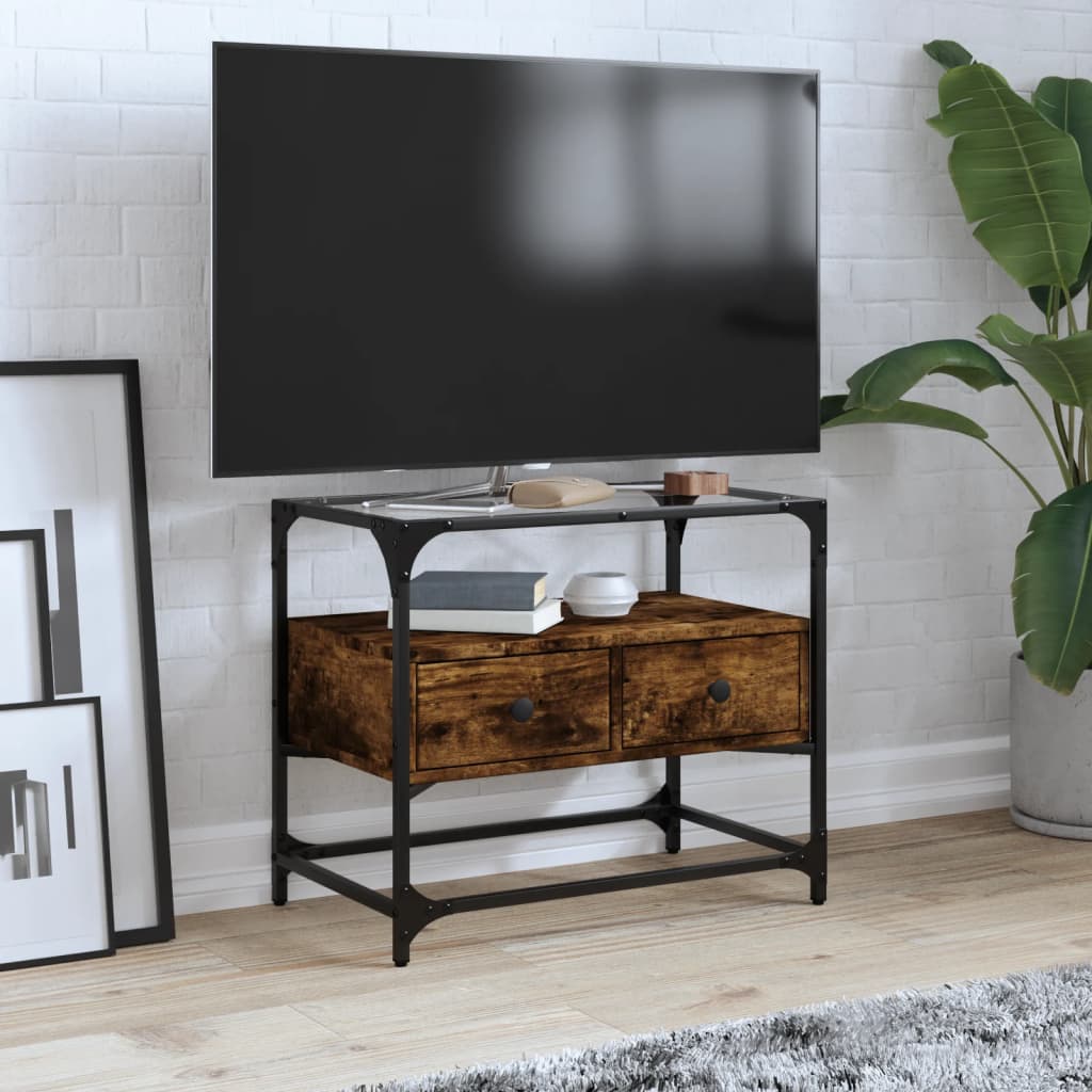 Klaasplaadiga telerikapp suitsutatud tamm 60x35x51 cm tehispuit
