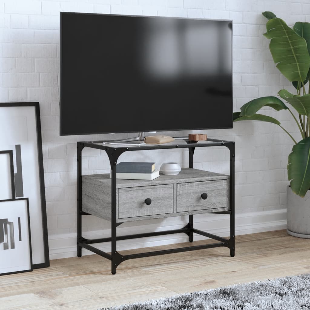 Klaasplaadiga telerikapp hall Sonoma tamm 60x35x51 cm tehispuit