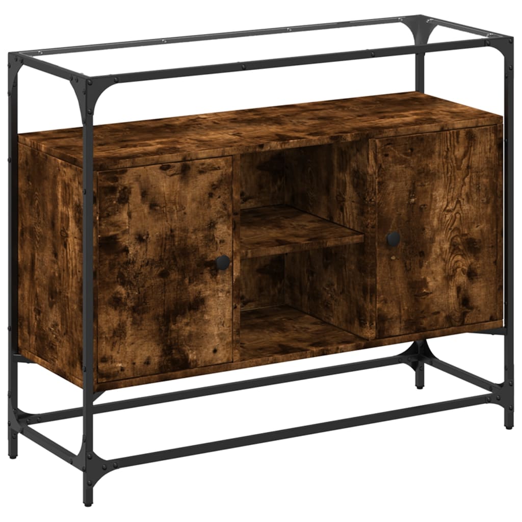 Klaasplaadiga puhvetkapp suitsutatud tamm 98x35x51 cm tehispuit
