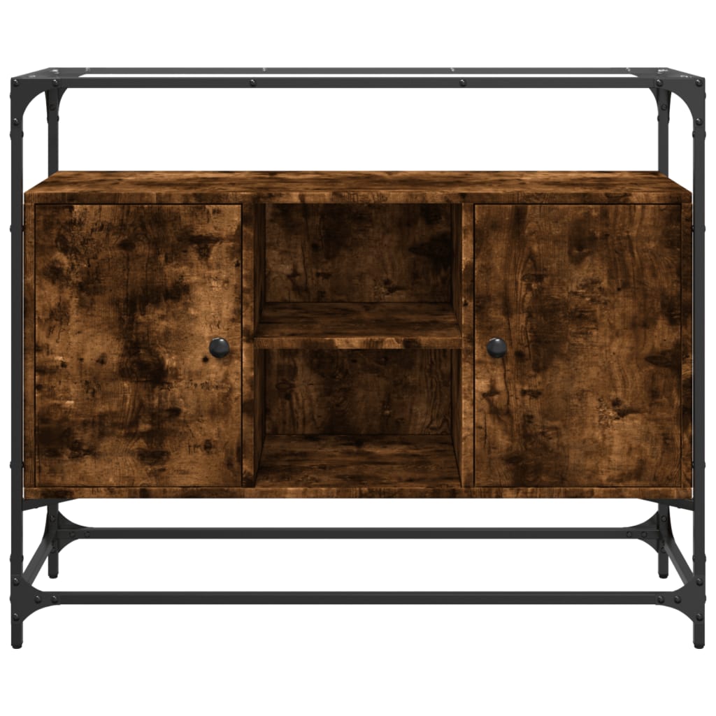 Klaasplaadiga puhvetkapp suitsutatud tamm 98x35x51 cm tehispuit