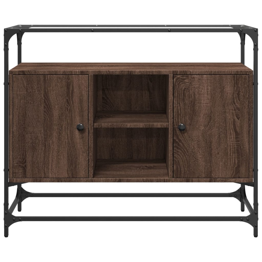 Klaasplaadiga puhvetkapp, pruun tamm, 98x35x51 cm, tehispuit