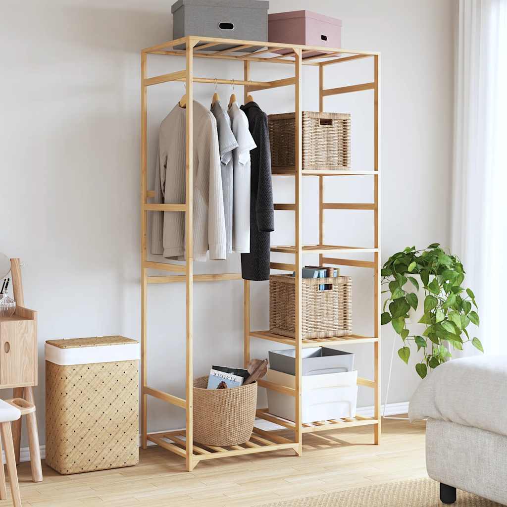 Riiulitega riideriiul 100x50x184,5 cm bambusest