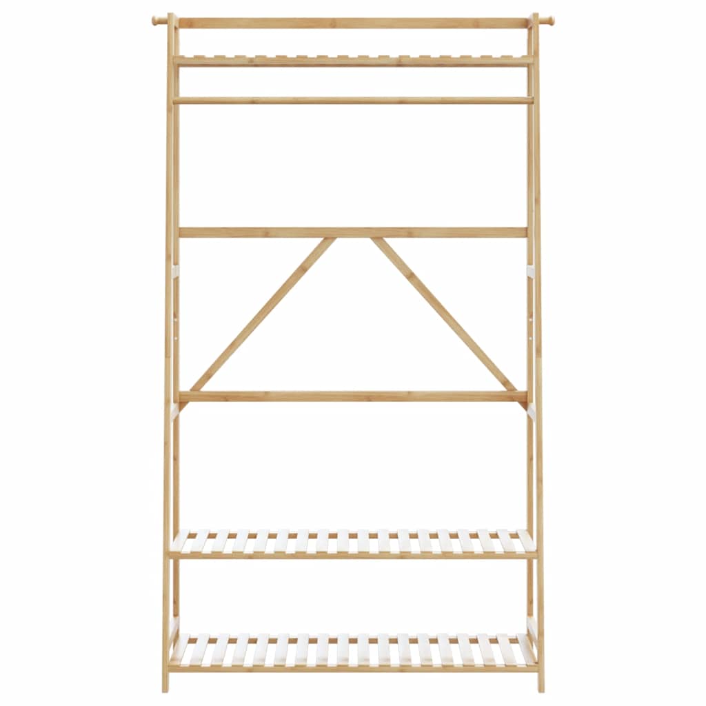 Riiulitega riideriiul 110x40x180 cm bambusest