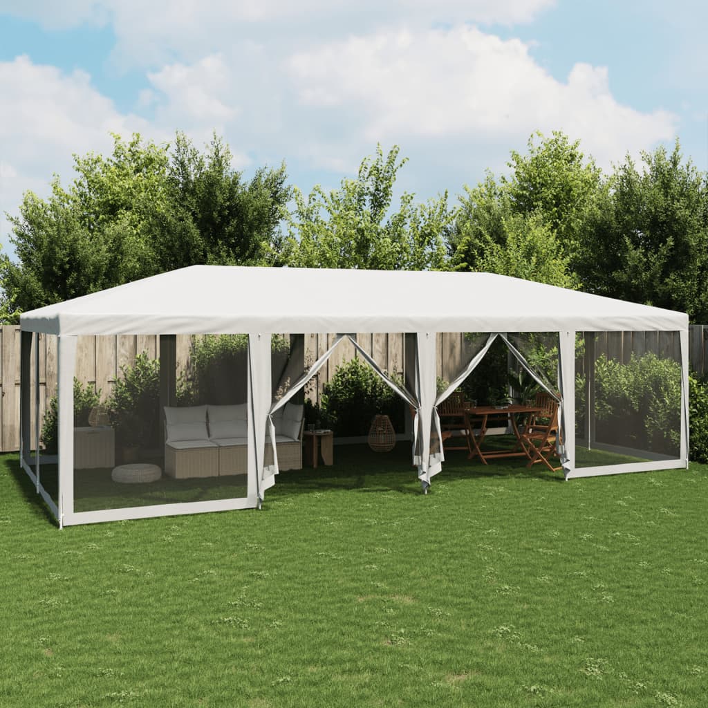 Peotelk 12 võrgust külgseinaga, valge, 8x4 m HDPE