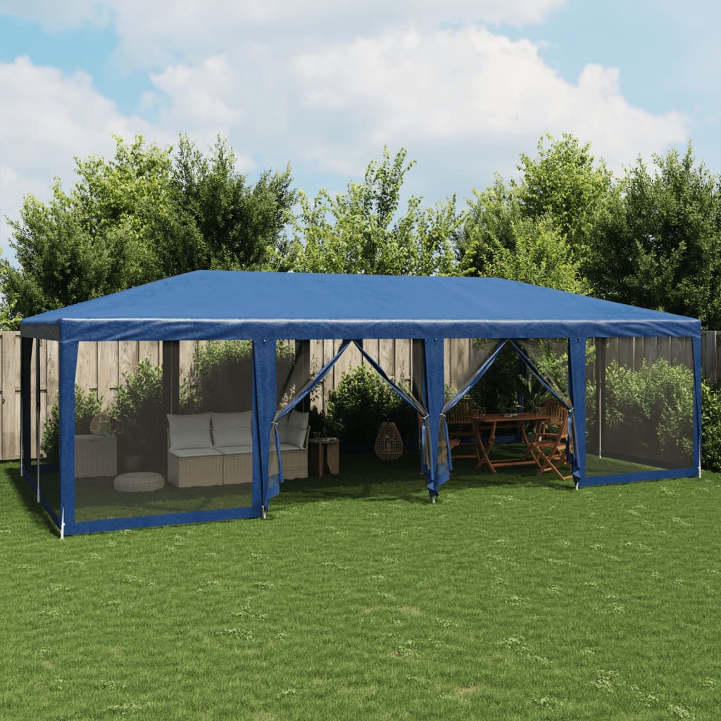 Peotelk 12 võrgust külgseinaga, sinine, 8x4 m HDPE