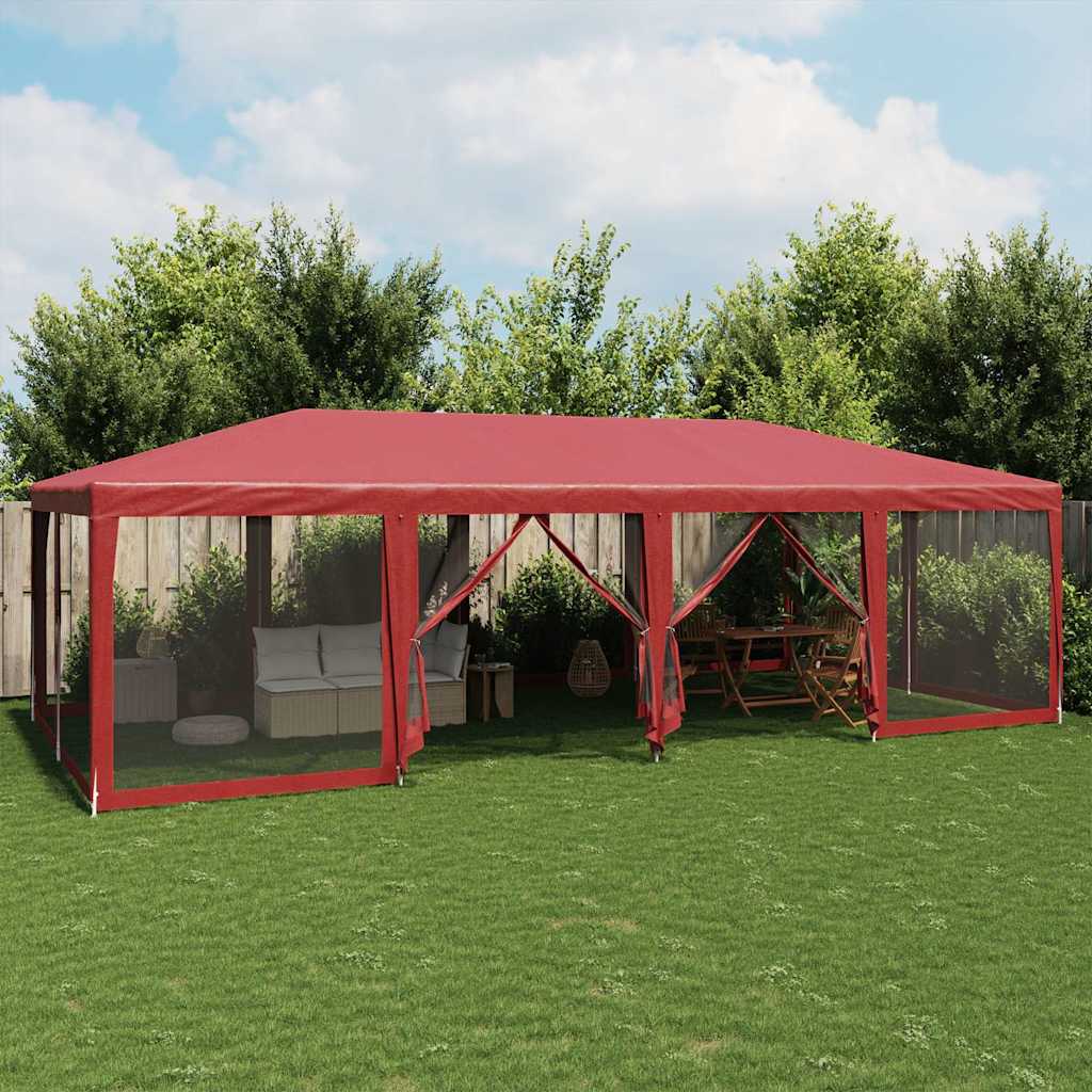 Peotelk 12 võrgust külgseinaga, punane, 8x4 m HDPE