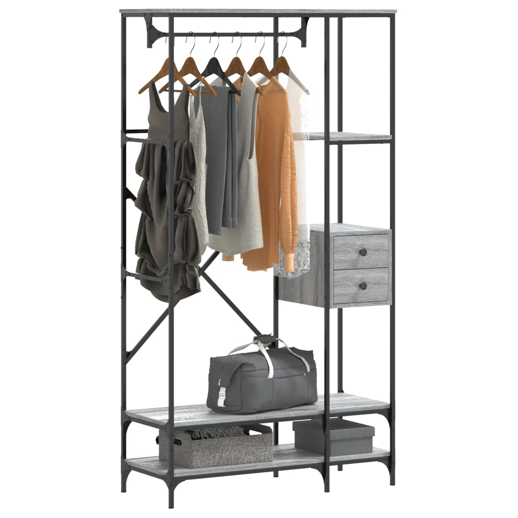 Riiulitega riidestange, hall Sonoma tamm, tehispuit