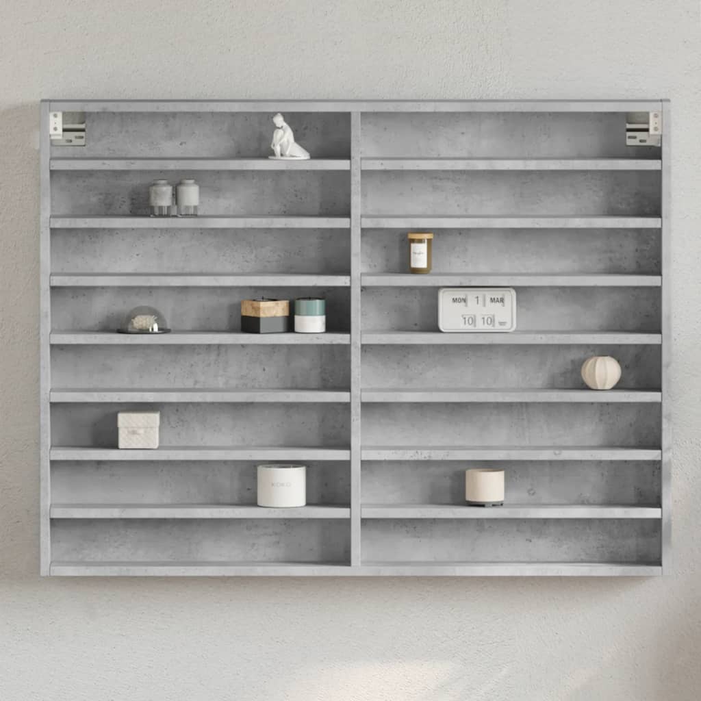 Vitriinkapp, betoonhall, 100x8,5x75 cm, tehispuit