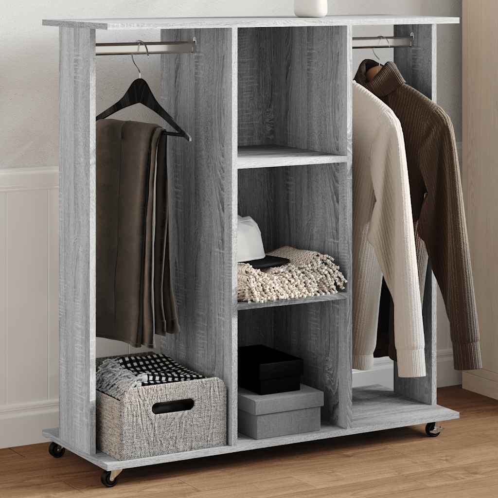 Ratastega riidekapp, hall Sonoma tamm, 102x38x110 cm, tehispuit
