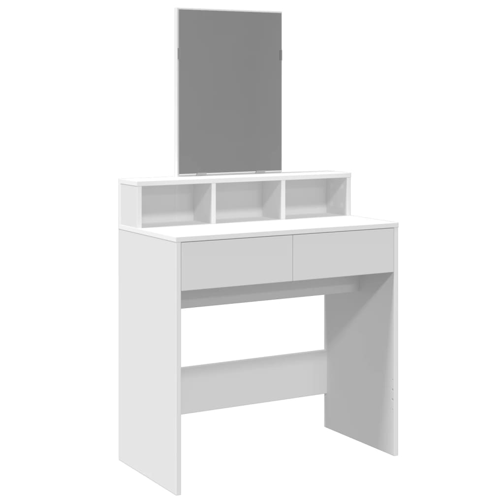 Peegliga tualettlaud, valge, 80x41x144,5 cm