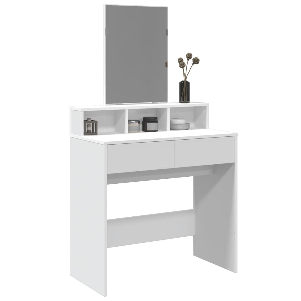 Peegliga tualettlaud, valge, 80x41x144,5 cm