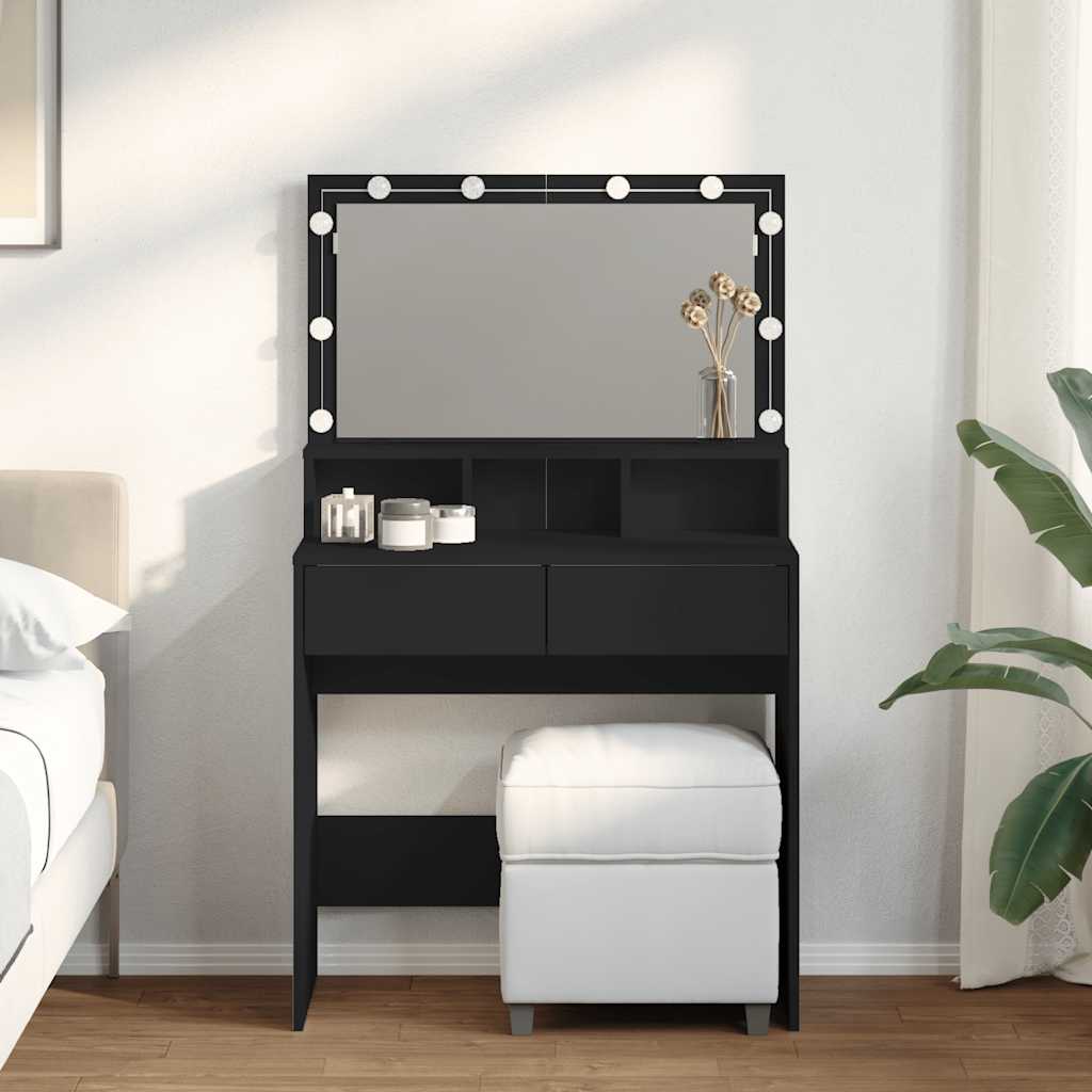 Tualettlaud LEDiga, must, 80x41x134,5 cm