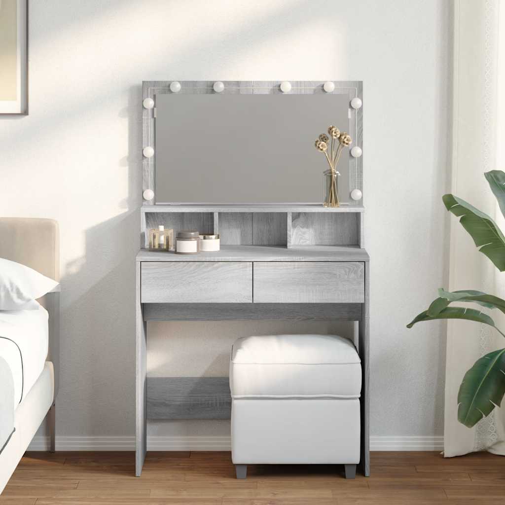 Tualettlaud LEDiga, hall Sonoma tamm, 80x41x134,5 cm