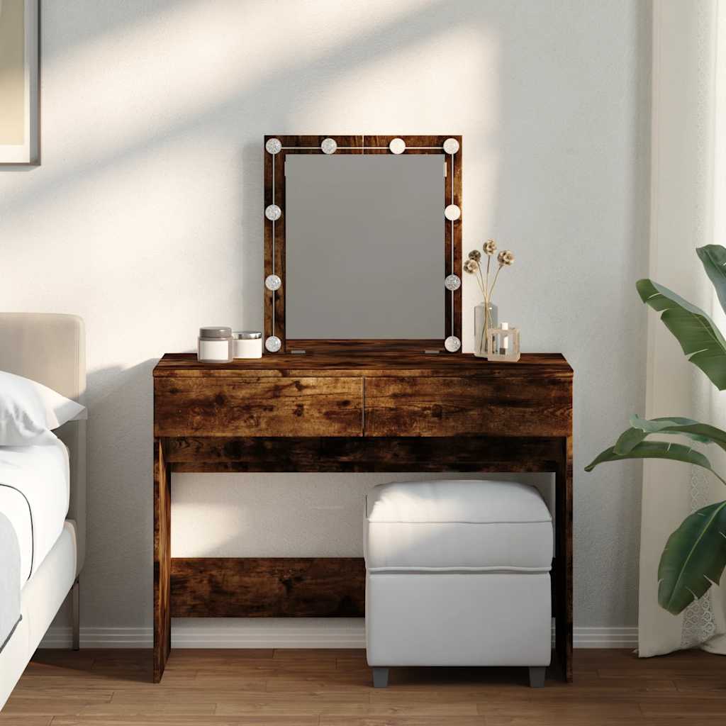Tualettlaud LEDiga, suitsutatud tamm, 100 x 40 x 130 cm