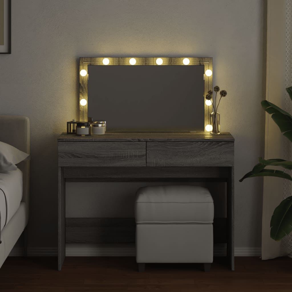 Tualettlaud LEDiga, hall Sonoma tamm, 100x40x120 cm