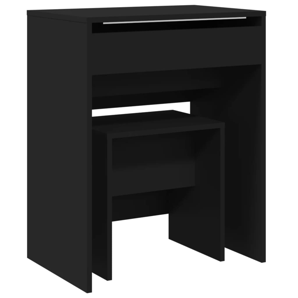 Tualettlaud taburetiga, must, 60x40x113,5 cm