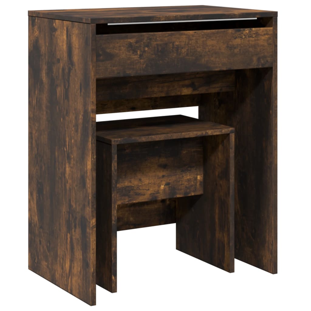 Tualettlaud taburetiga, suitsutatud tamm, 60x40x113,5 cm
