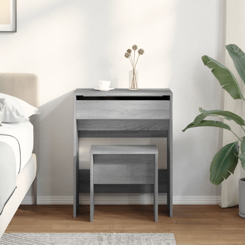 Tualettlaud taburetiga, hall Sonoma tamm, 60x40x113,5 cm
