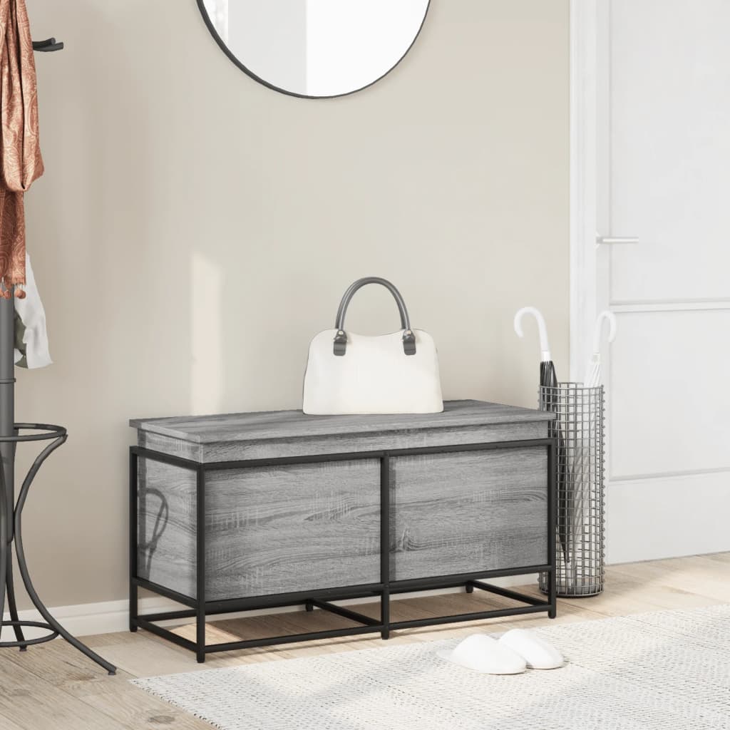 Kaanega hoiukast, hall Sonoma tamm, 100x40x51,5 cm, tehispuit