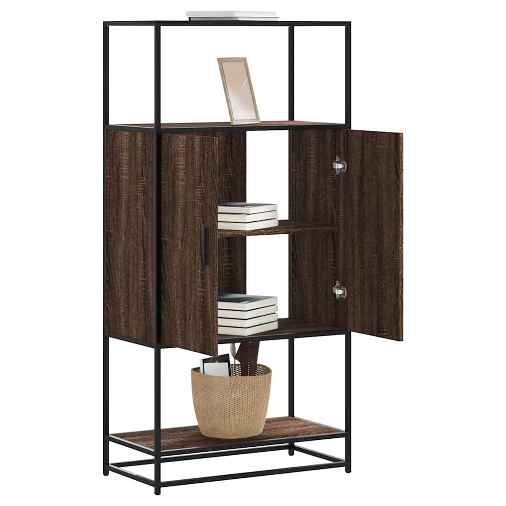 Highboard pruun tamm 68x35x139 cm Engineered Wood and Metal