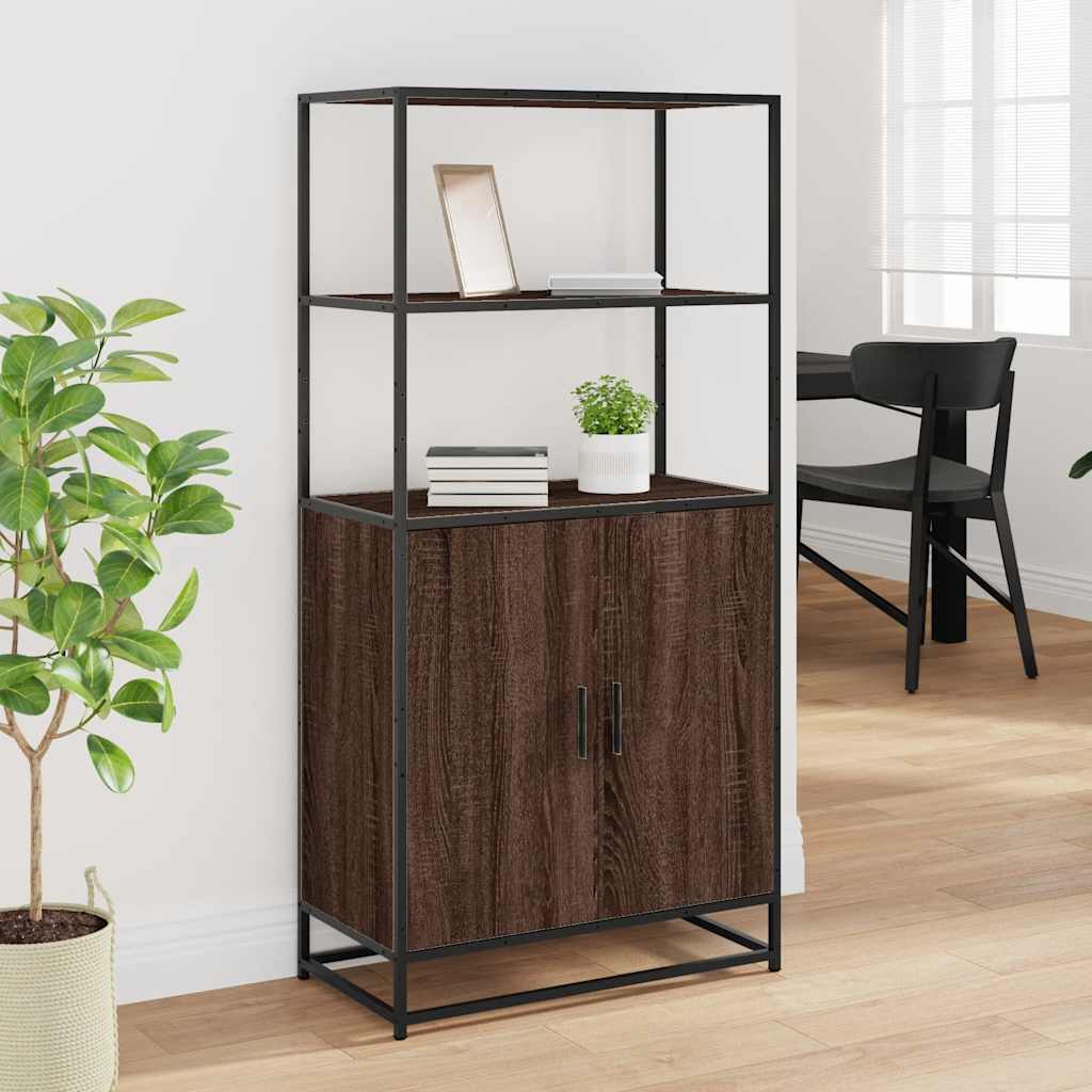 Highboard pruun tamm 68x35x139 cm Engineered Wood and Metal