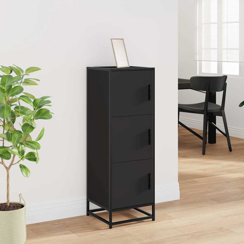 Highboard Black 35,5x35x106,5 cm Engineered Wood and Metal