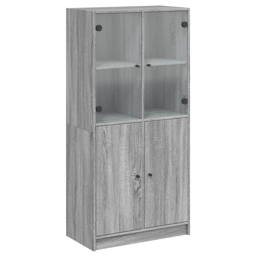 Kõrge kapp ustega, hall Sonoma tamm, 68x37x142 cm, tehispuit
