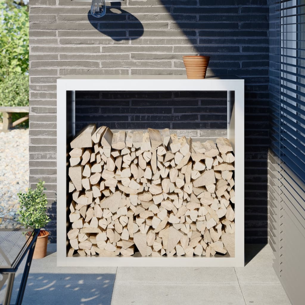 Küttepuude rest, valge, 100x40x100 cm, teras